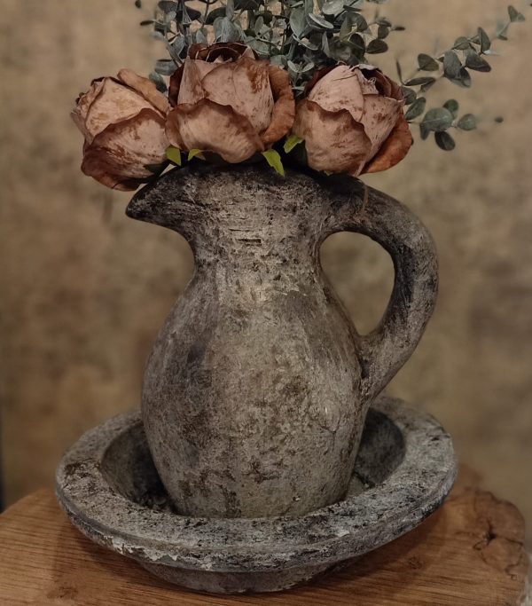 Potterie aardewerk lampetstel Grey