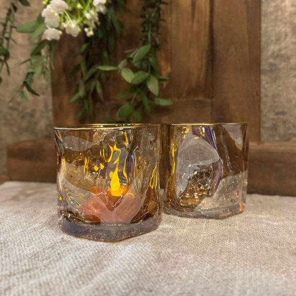 Windlicht organisch glas goud