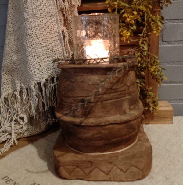 Houten Poer Windlichthouder - Voerbak nr. 5