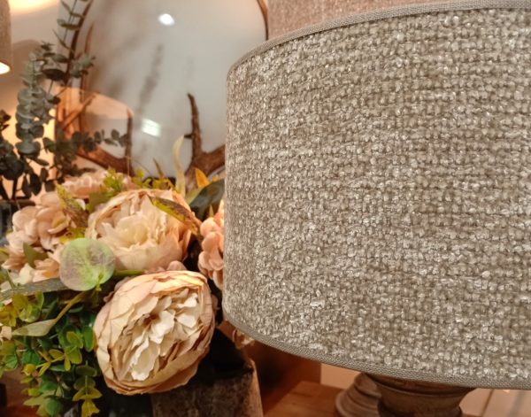 Lampenkap Rond Gemeleerd Taupe/Creme Laagpolig
